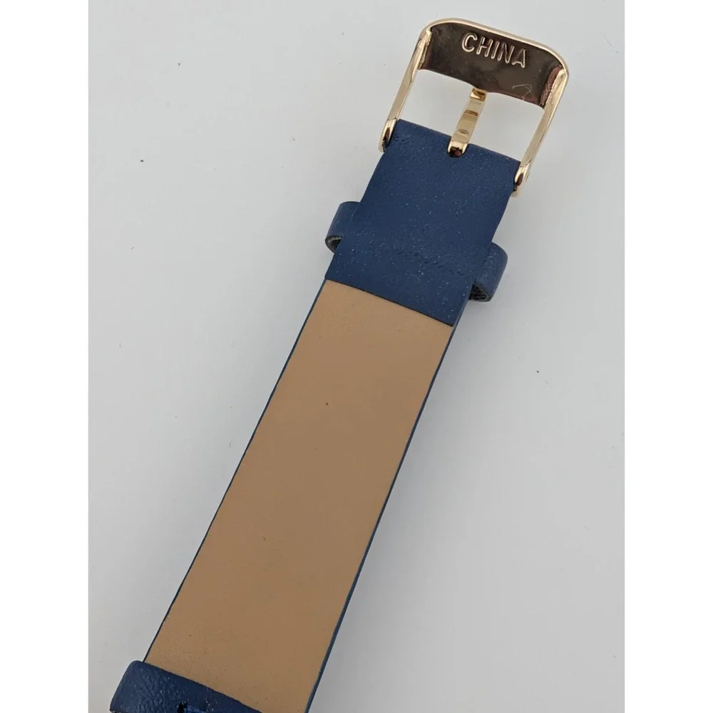 Manhattan by Croton Watch Women 36mm Gold Case‎ Blue Band- New Battery